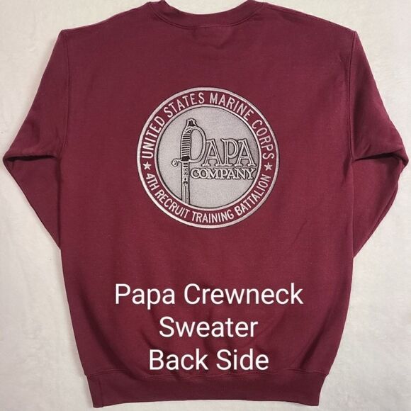 Marine Corps 4th Battalion Papa Company Logo Burgundy Crewneck Sweater - Picture 1 of 3